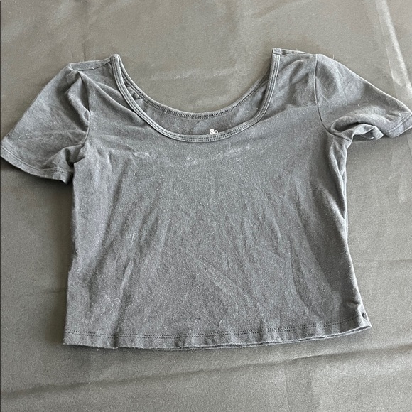 SO Tops - SO Women's Gray Short Sleeve Crop Top